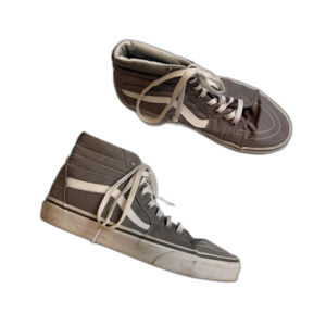 Vans Sk8-Hi Gray White High Top Sneakers Men’s 9 Women’s 10.5